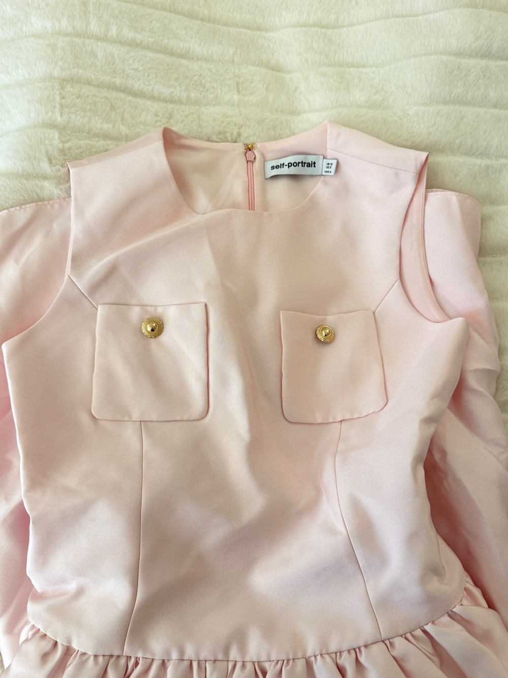NWOT Self-Portrait Pale Pink Taffeta Belted Midi Dress - Picture 7 of 9